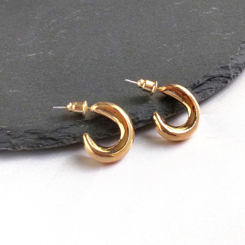 チャンキーフープピアス ゴールド s925ポスト 韓国 シンプル 匿名配送#27拍卖
