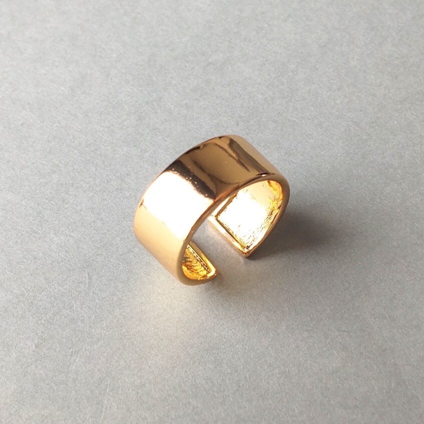 シンプル 太め平打ちリング ゴールド フリーサイズ 指輪 匿名配送 #103拍卖
