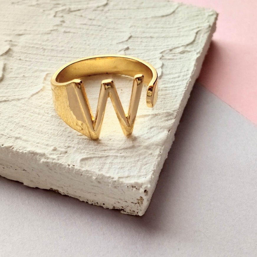イニシャル オープンリング W ゴールド 指輪 ペア 韓国 推し活 #74拍卖