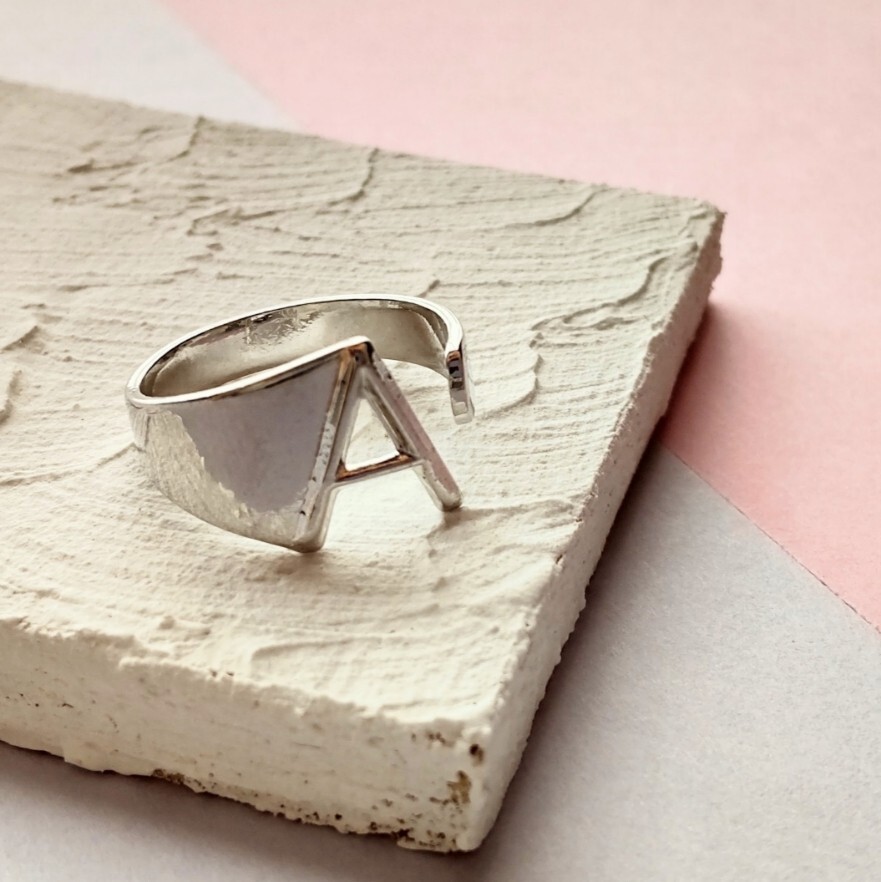 【推し活におすすめ】イニシャル オープンリング A シルバー 指輪 ペア 韓国 推し活 #74拍卖