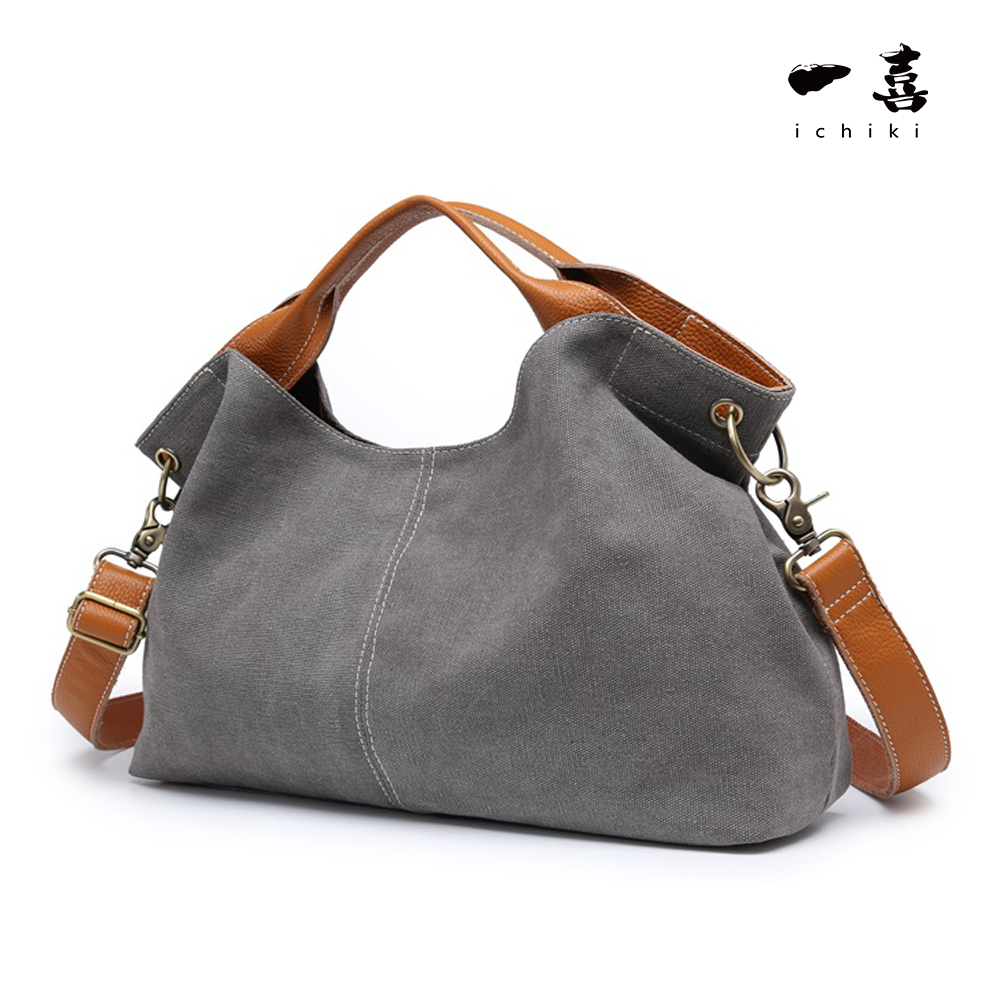 本革 トートバッグ ショルダーバッグ 通勤 通学 帆布 大容量 レディース レザーバック 斜めがけ グレー ST115 拍卖