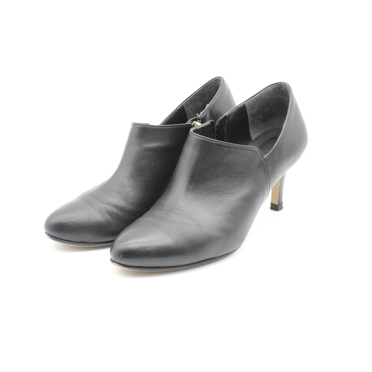 33■Le Talon ルタロン 本革サイドZIPブーティ(38)美品拍卖