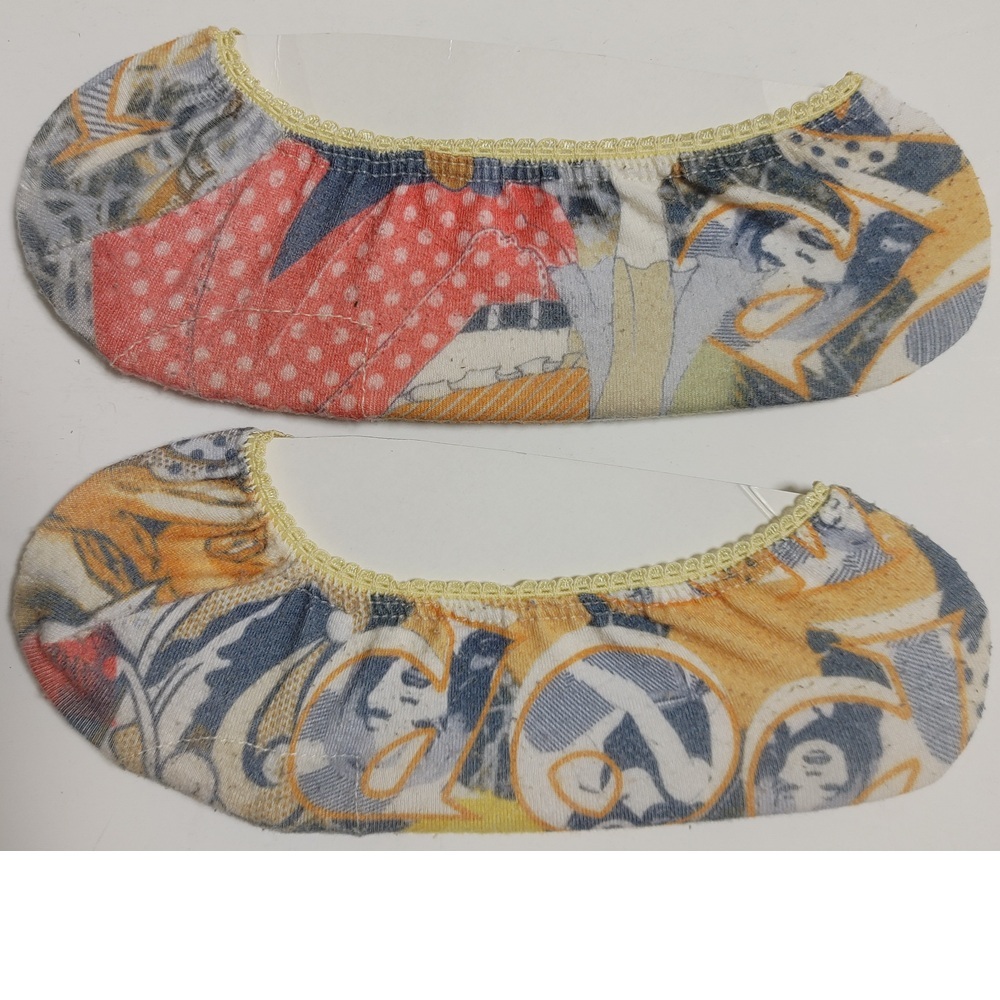 フットカバー 総柄 イラスト 綿 24.5㎝ クッション付き ポップ ストレッチ カバーソックス スニーカー用 24㎝ レディース 靴下 ヒスグラ風拍卖