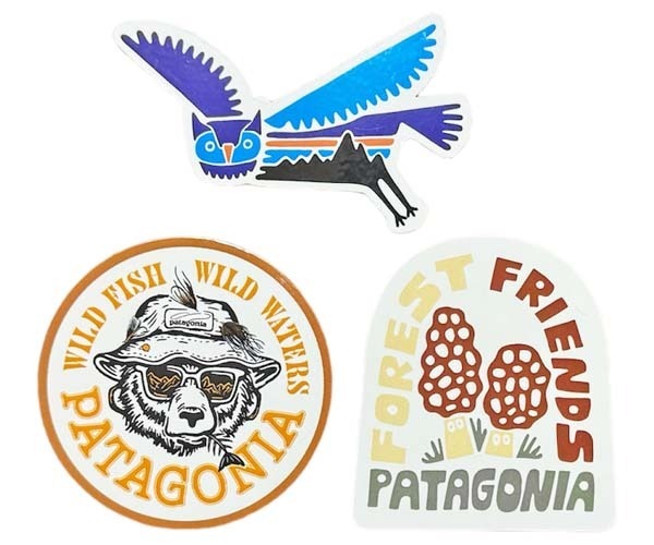 訳有 パタゴニア ステッカー 光沢 3種セット PATAGONIA シール ワイルドグリズリー フォレストフレンズ フィッツロイ オウル 鳥 梟 熊 動物拍卖