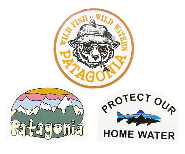訳有 パタゴニア ステッカー 光沢 3種セット PATAGONIA シール ワイルドグリズリー フィッツロイフラーリーズ ホームウォータートラウト 魚拍卖