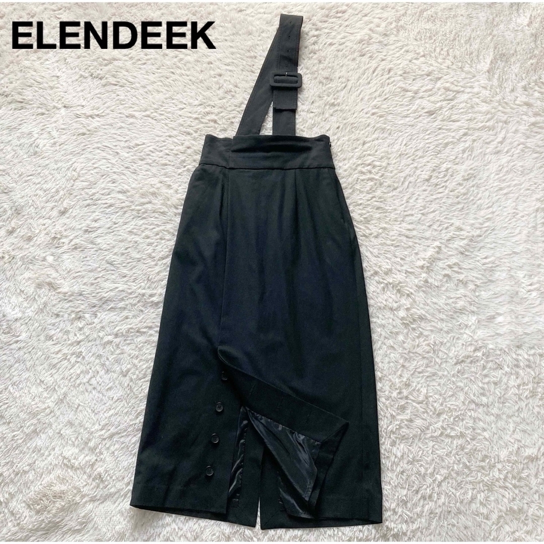 ELENDEEK 美品2WAYサスペンダースカート ワンショルダー タイト 黒 ブラック 1サイズ エレンディーク拍卖
