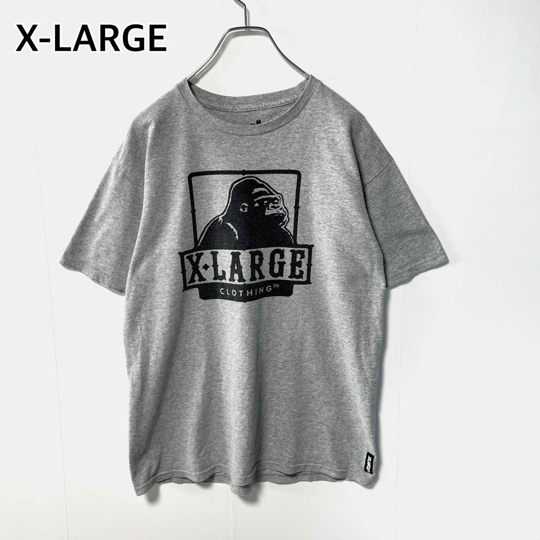 大人気 エクストララージ ゴリラロゴ Tシャツ 半袖 グレー Mサイズ 古着 X-LARGE拍卖