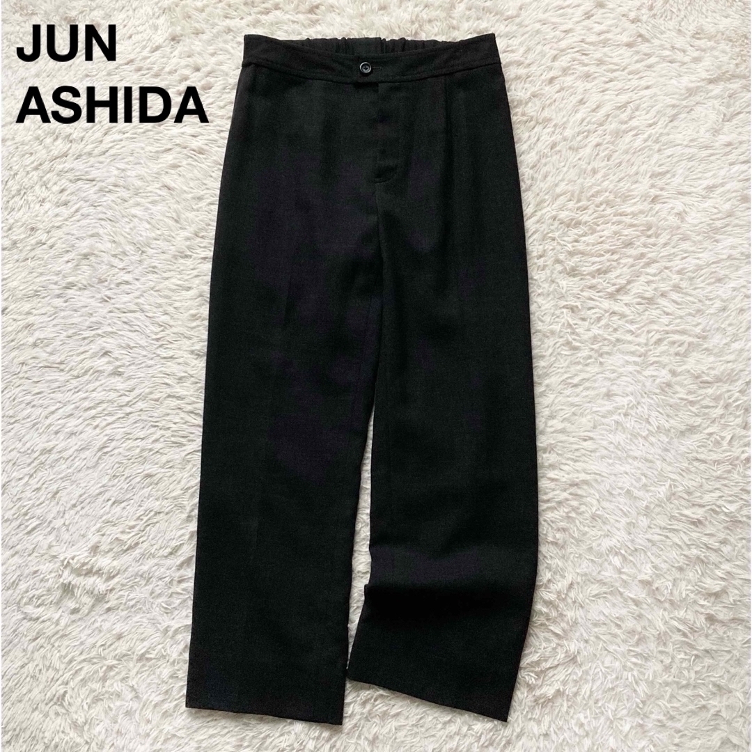 【美品】jun ashida ジュンアシダ ワイドパンツ ウエストゴム入り ブラック 黒 7号サイズ 日本製 高級感◎拍卖