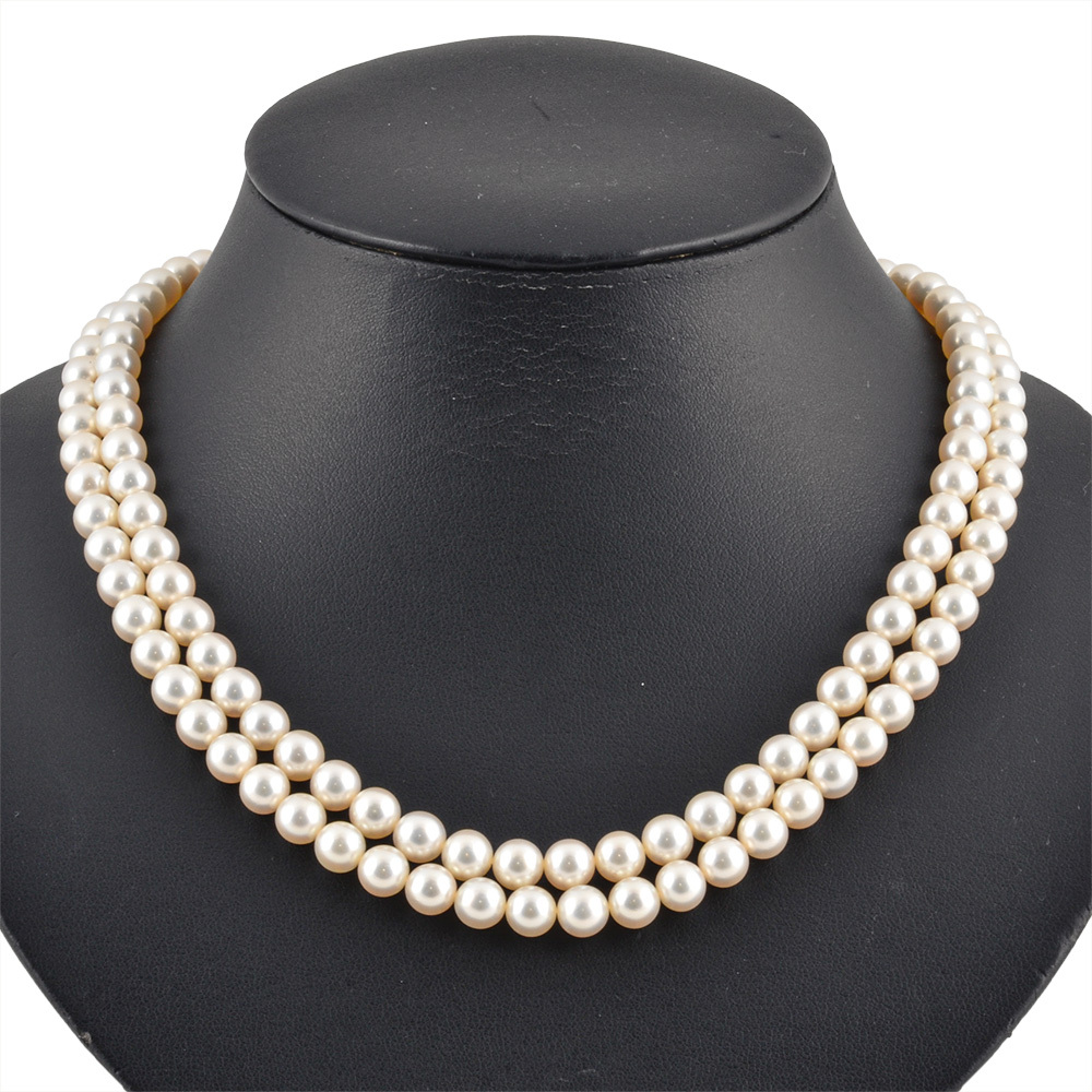 ミキモト MIKIMOTO アコヤ真珠 2連 チョーカー ネックレス ルビー K14YG 62.0g パール 6.5-7.0mm イエローゴールド レディース拍卖