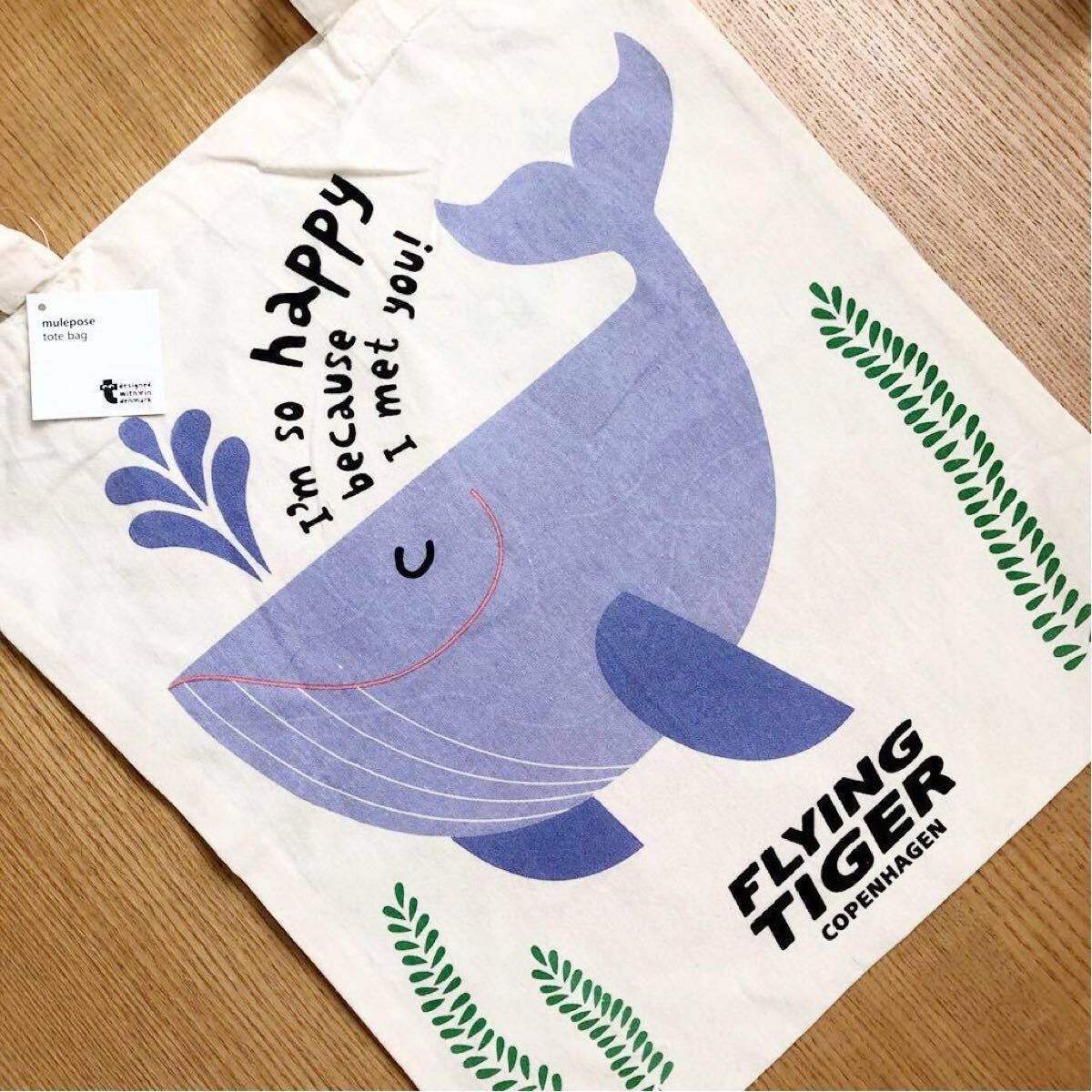 新品ショルダーFlying Tiger 東京都 お台場限定エコバッグ人魚クジラ★フライングタイガー ショップ袋ショッパー トートバッグ夏マーメイド拍卖