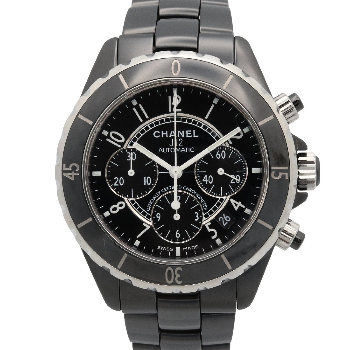 シャネル J12 クロノグラフ ブランドオフ CHANEL セラミック 腕時計 セラミック 中古 メンズ拍卖