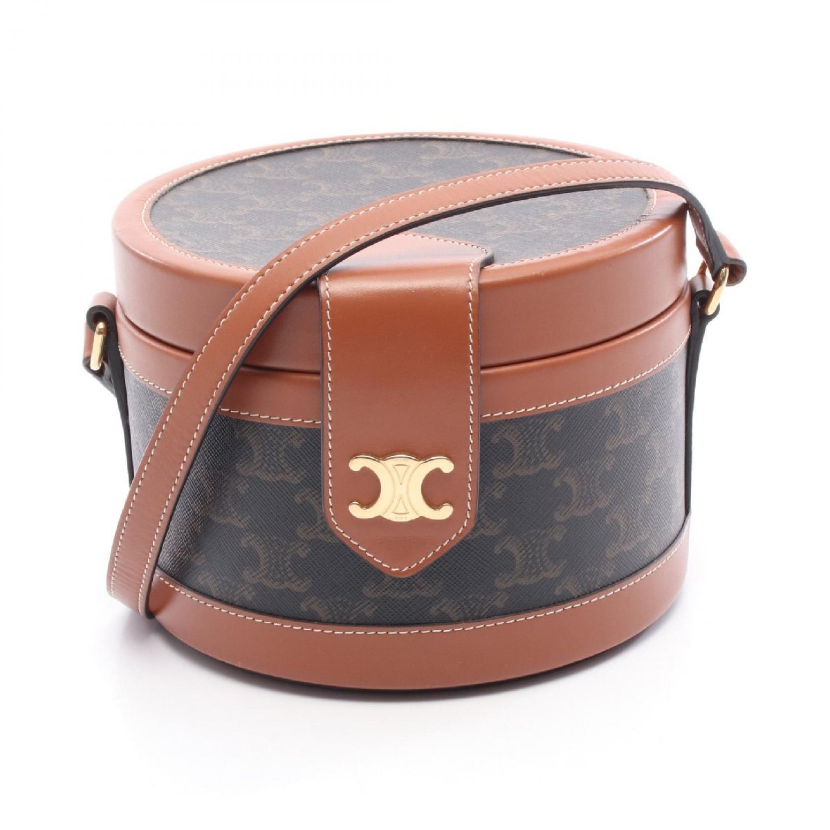 セリーヌ タンブール ミディアム トリオンフ ブランドオフ CELINE PVCコーティングキャンバス ショルダーバッグ拍卖