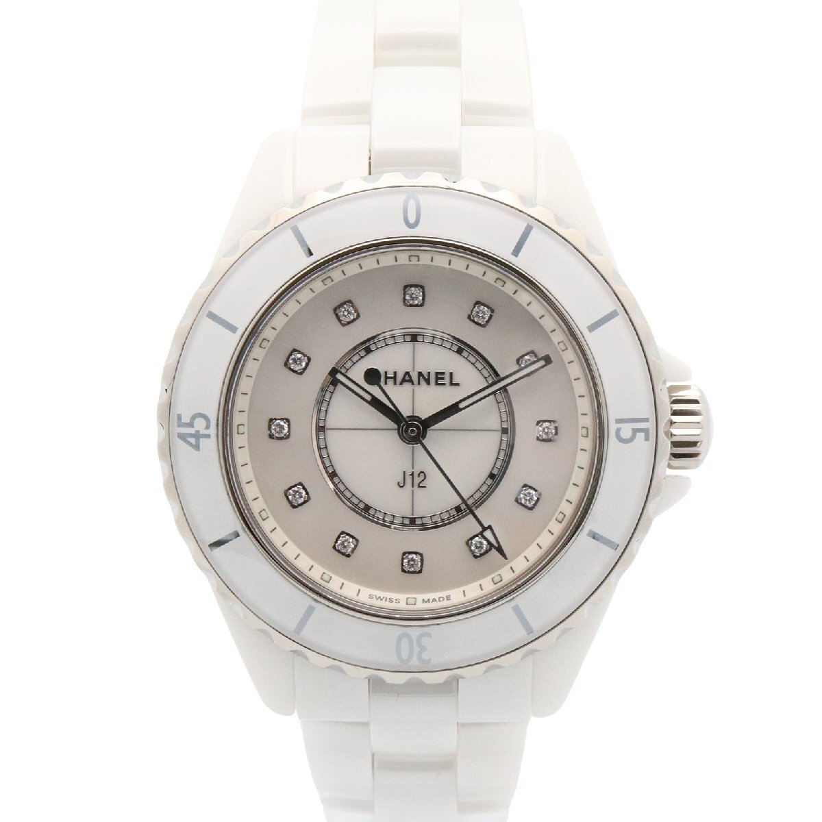 シャネル J12 12Pダイヤ ブランドオフ CHANEL セラミック 腕時計 セラミック 中古 レディース拍卖