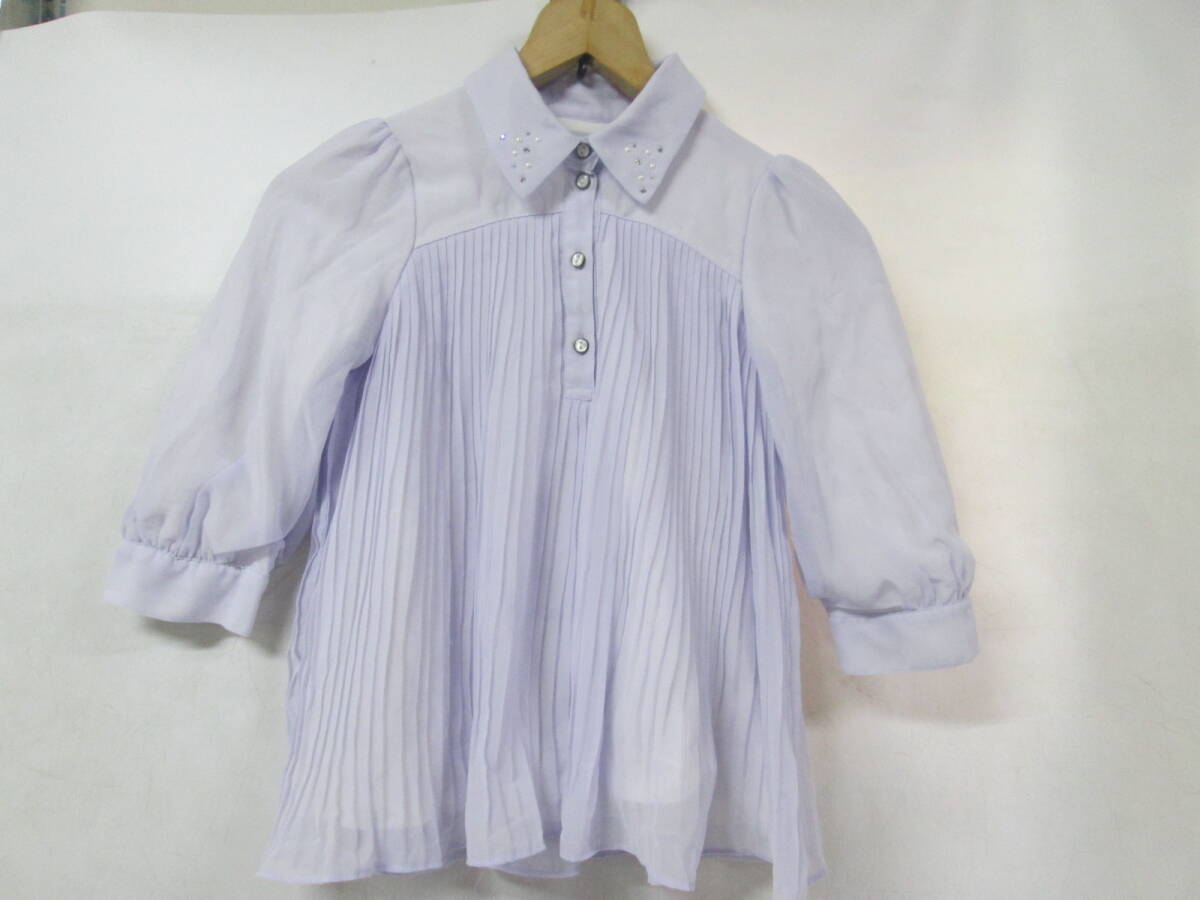 【0908h O19218】 ANNA SUI mini アナスイミニ 130 半袖 ブラウス パープル リボン欠品 カットソー 子供服 キッズ 女の子 古着 拍卖