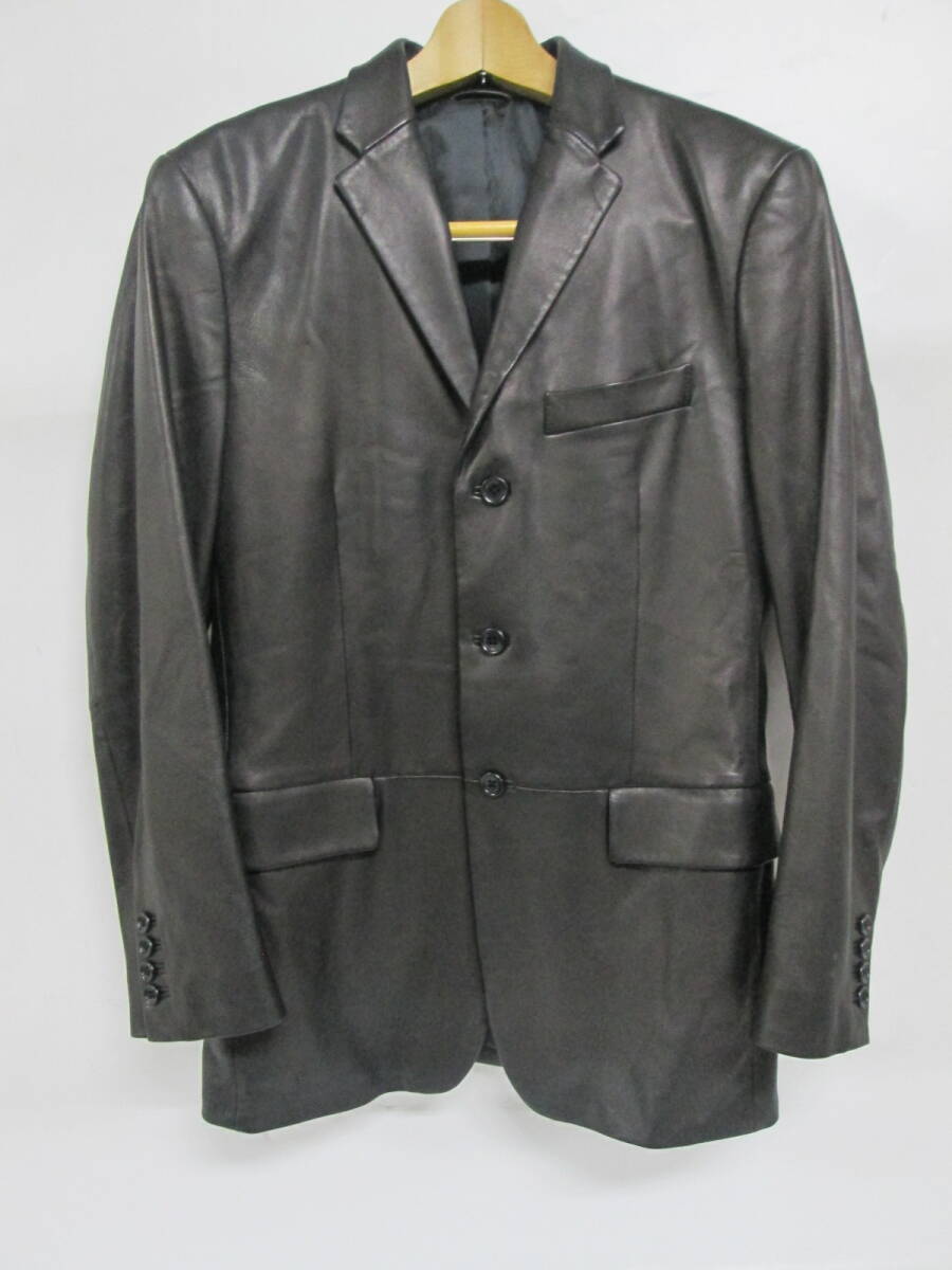 【0911n O19352】 Calvin Klein カルバンクライン ck テーラード レザージャケット ラムレザー ジャケット 本革 羊革 S ブラウン拍卖