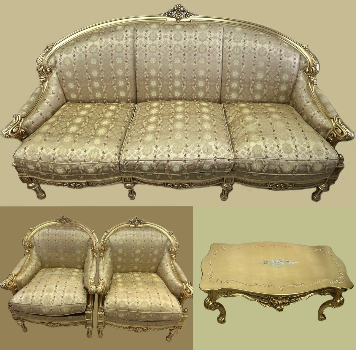 SILIK シリック ソファセット 4点セット 応接セット イタリア製 ロココ調ソファ 高級家具拍卖