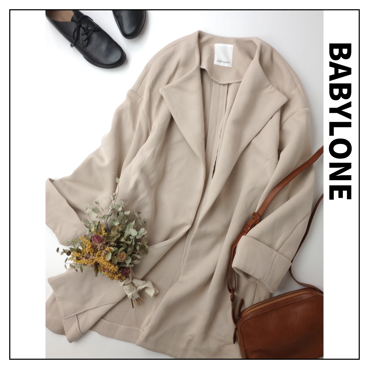 BABYLONE バビロン「きちんと見えて着心地抜群」ロング ドロップショルダー コート シンプル 無地 アウター Free ベージュ(39M+2702)◆拍卖