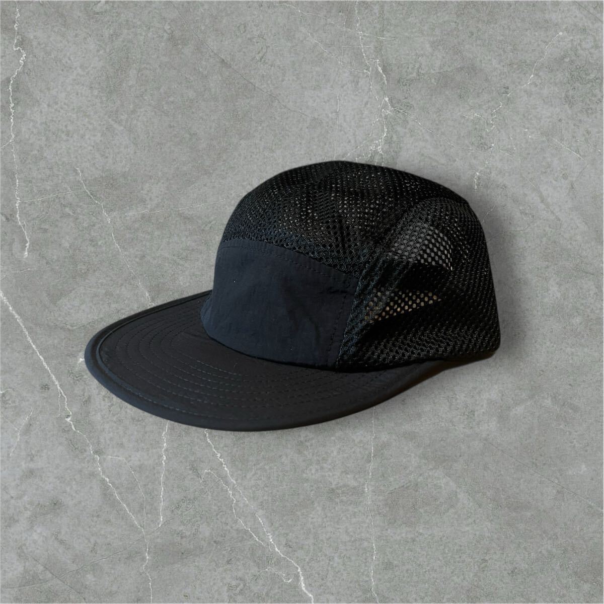5パネルメッシュジェットキャップ 新品 UL 5panel cap ブラック jet mesh black 黒 ブラック フリーサイズ 無地 ミニマルデザイン minimal拍卖