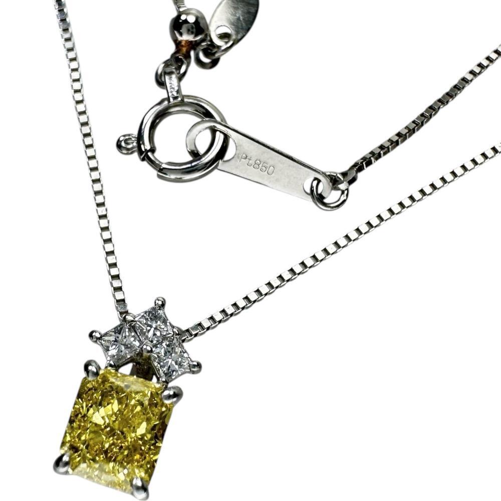 イエローダイヤモンド(FVY-IF) 0.535ct ダイヤモンド 計0.07ct ネックレス Pt900プラチナ/Pt850プラチナ 2.3g 45cm レディース拍卖