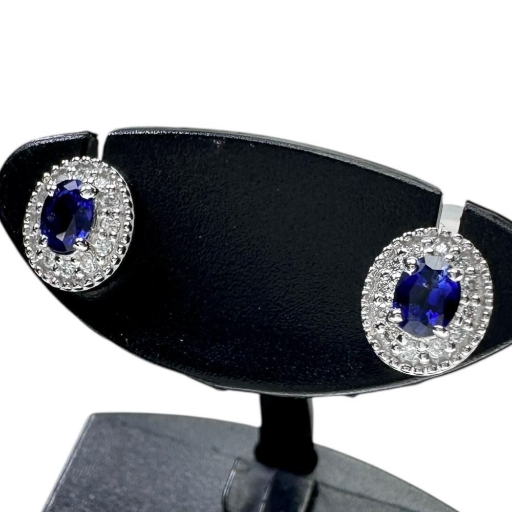 サファイア 0.20/0.17ct ダイヤモンド 0.04×2ct ピアス Pt900プラチナ 1.3g レディース拍卖