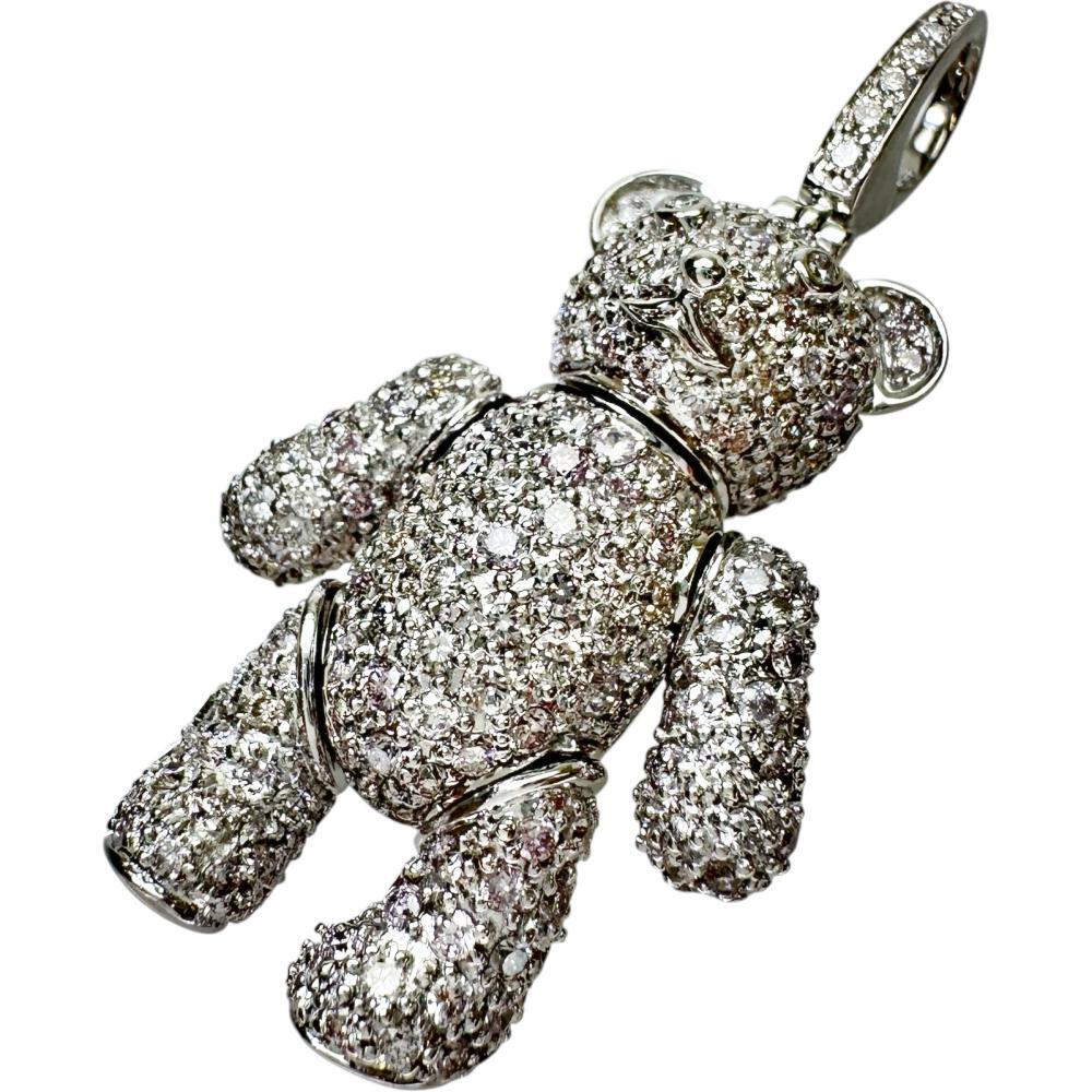 クマモチーフ ダイヤモンド(天然ピンクダイヤ入り) 2.83ct ペンダントトップ K18WGホワイトゴールド 12.0g レディース拍卖