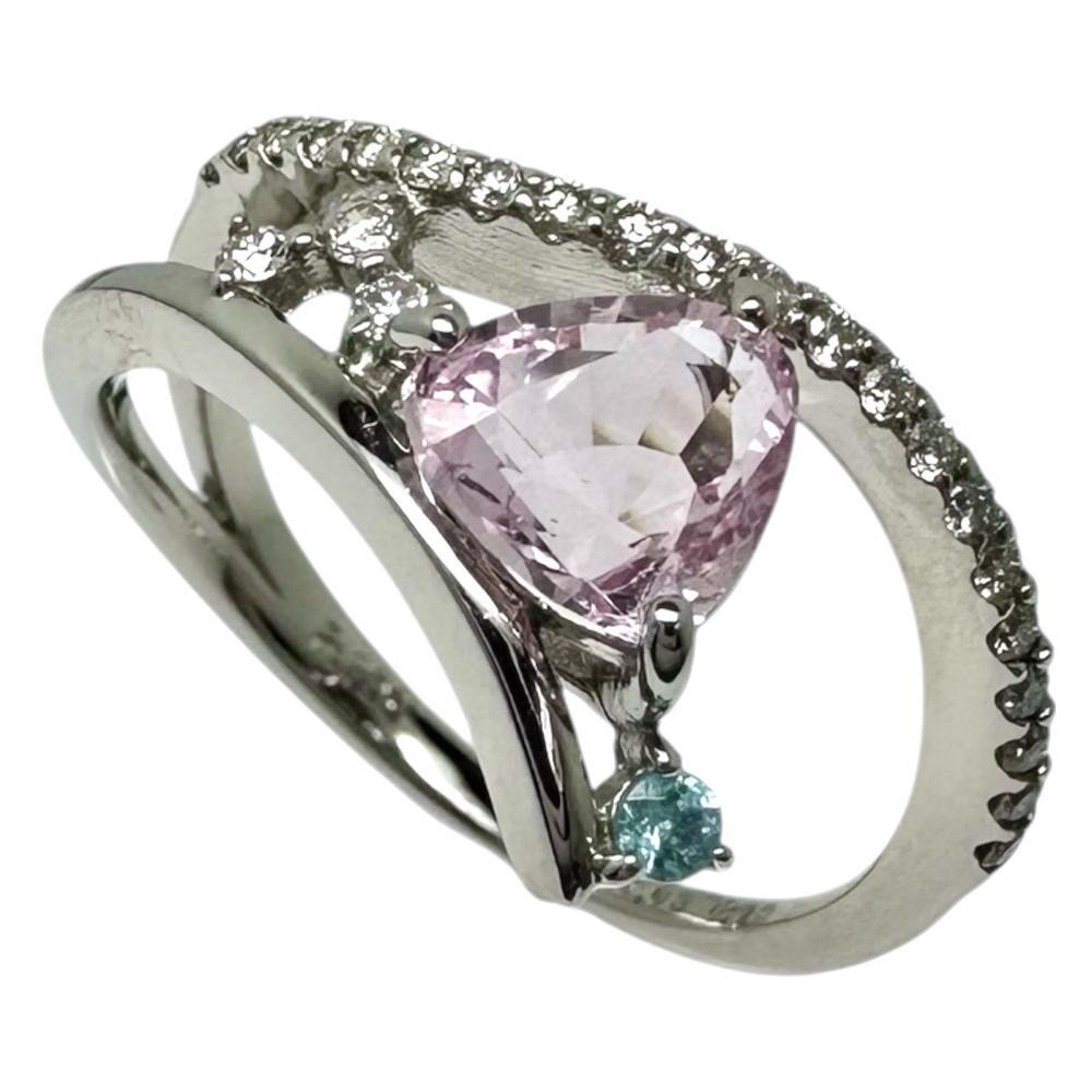 11号 パパラチャサファイア 1.057ct ダイヤモンド 計0.20ct トルマリン 0.03ct リング・指輪 Pt950プラチナ 4.4g レディース拍卖