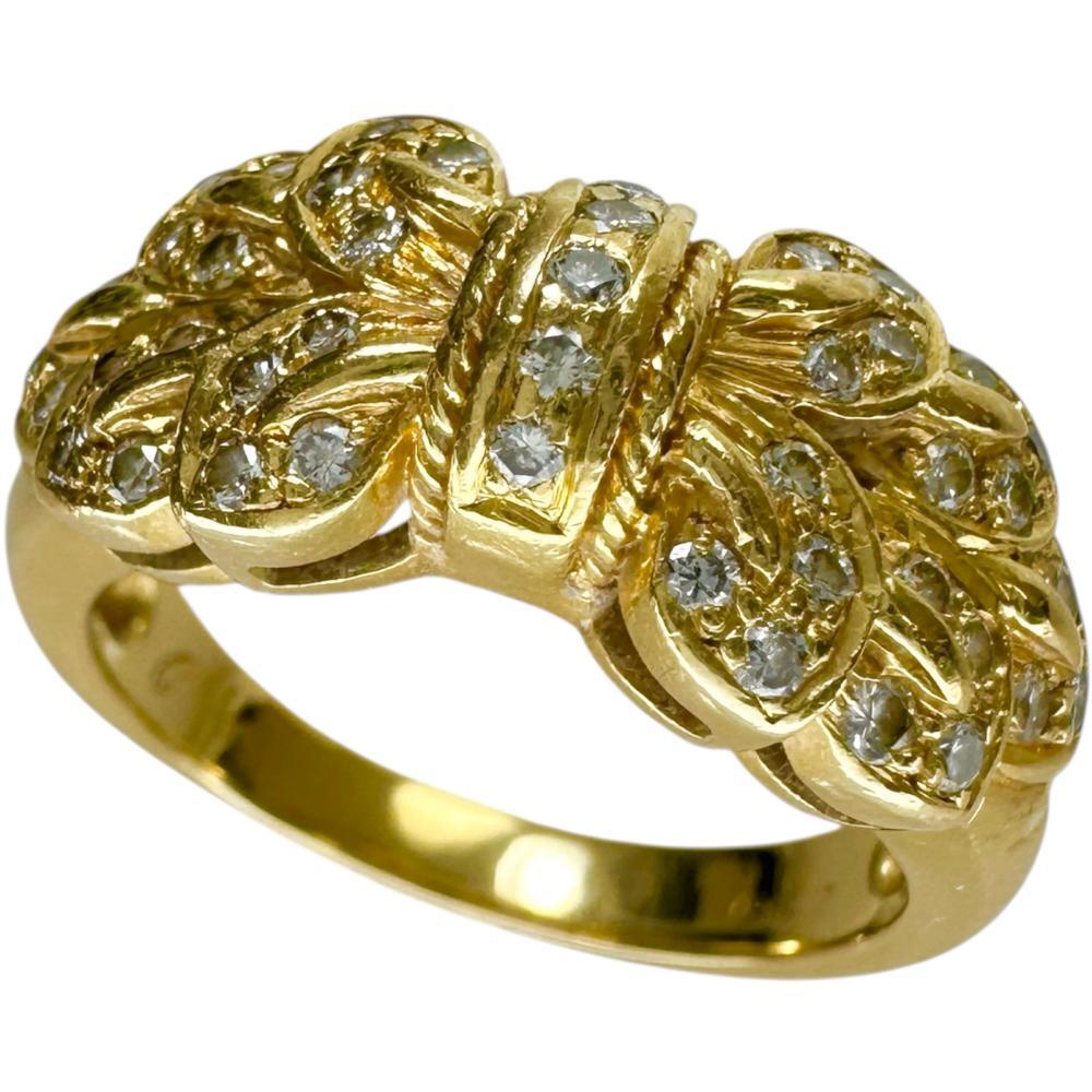 12号 リボン風 ダイヤモンド 0.42ct リング・指輪 K18ゴールド 7.5g レディース拍卖