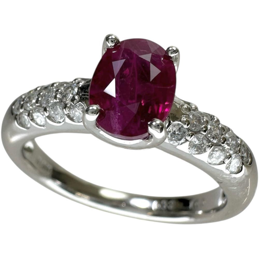 11号 ルビー 1.00ct ダイヤモンド 0.32ct リング・指輪 Pt900プラチナ 6.0g レディース拍卖