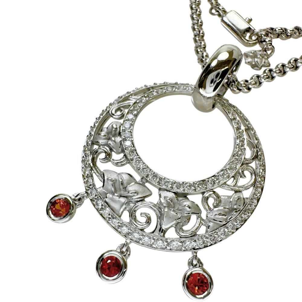 Carrera y Carrera/カレライカレラ オレンジサファイア ダイヤモンド ネックレス K18WGホワイトゴールド 15.9g 44.5cm レディース拍卖