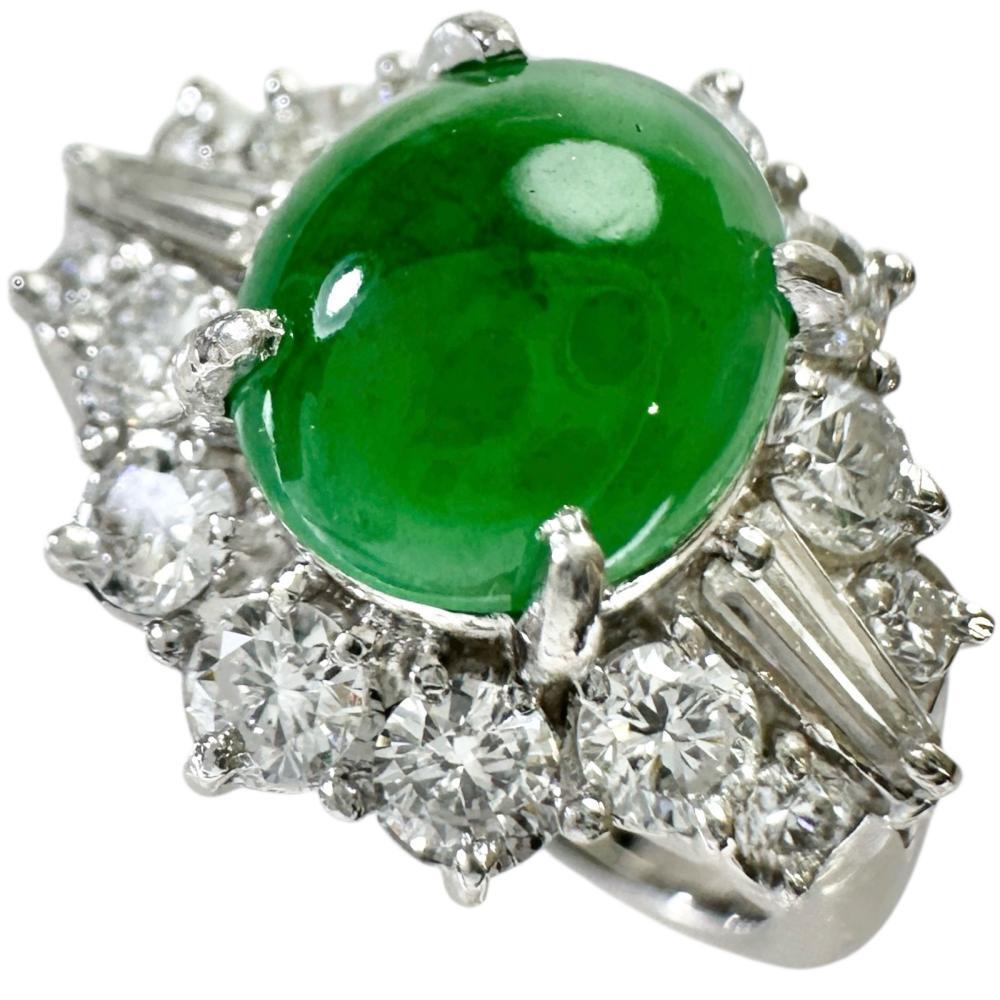 10号 ヒスイ 1.62ct ダイヤモンド 0.87ct リング・指輪 Pt900プラチナ 8.4g レディース拍卖