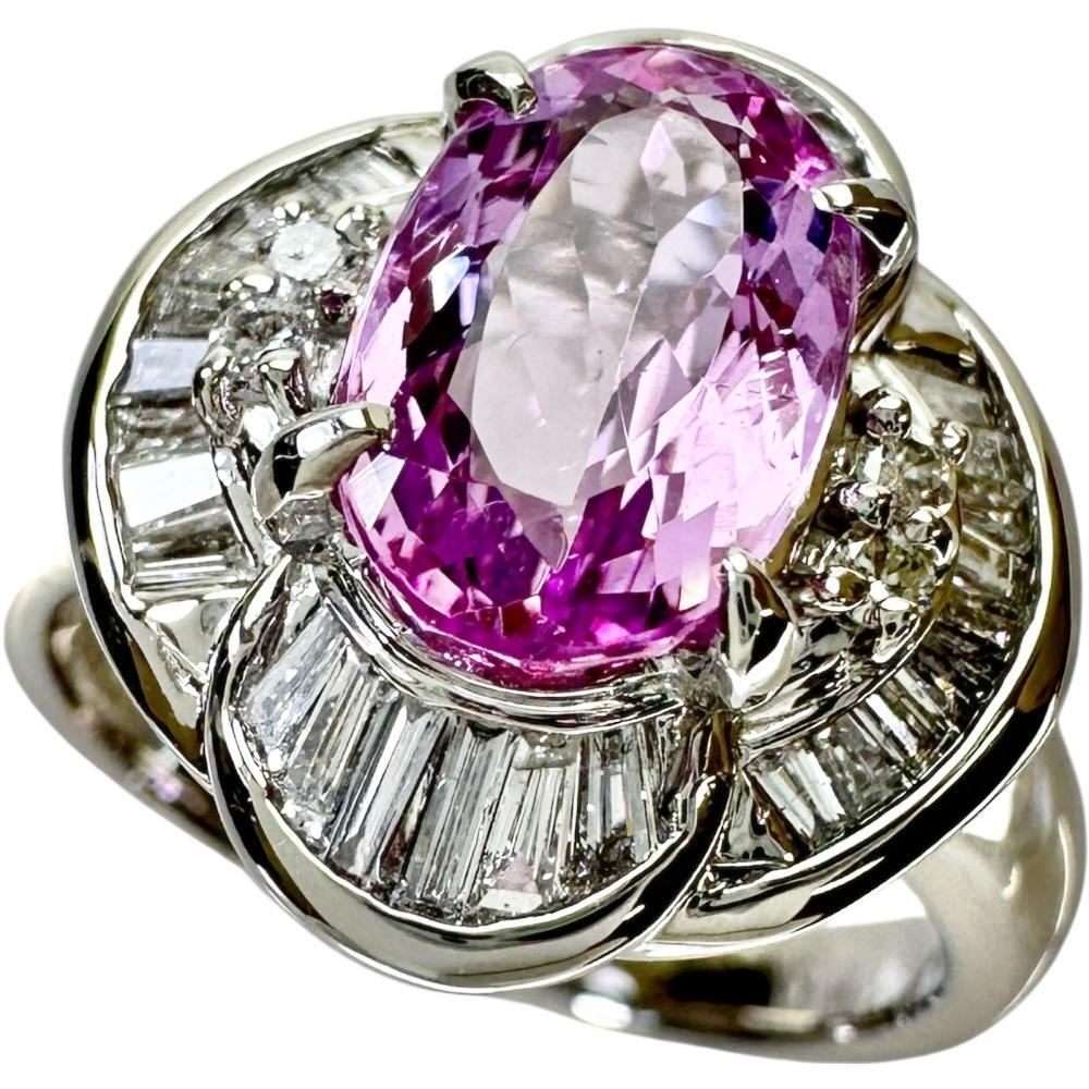 11号 ピンクインペリアルトパーズ 1.97ct ダイヤモンド 0.58ct リング・指輪 Pt900プラチナ 9.5g レディース拍卖