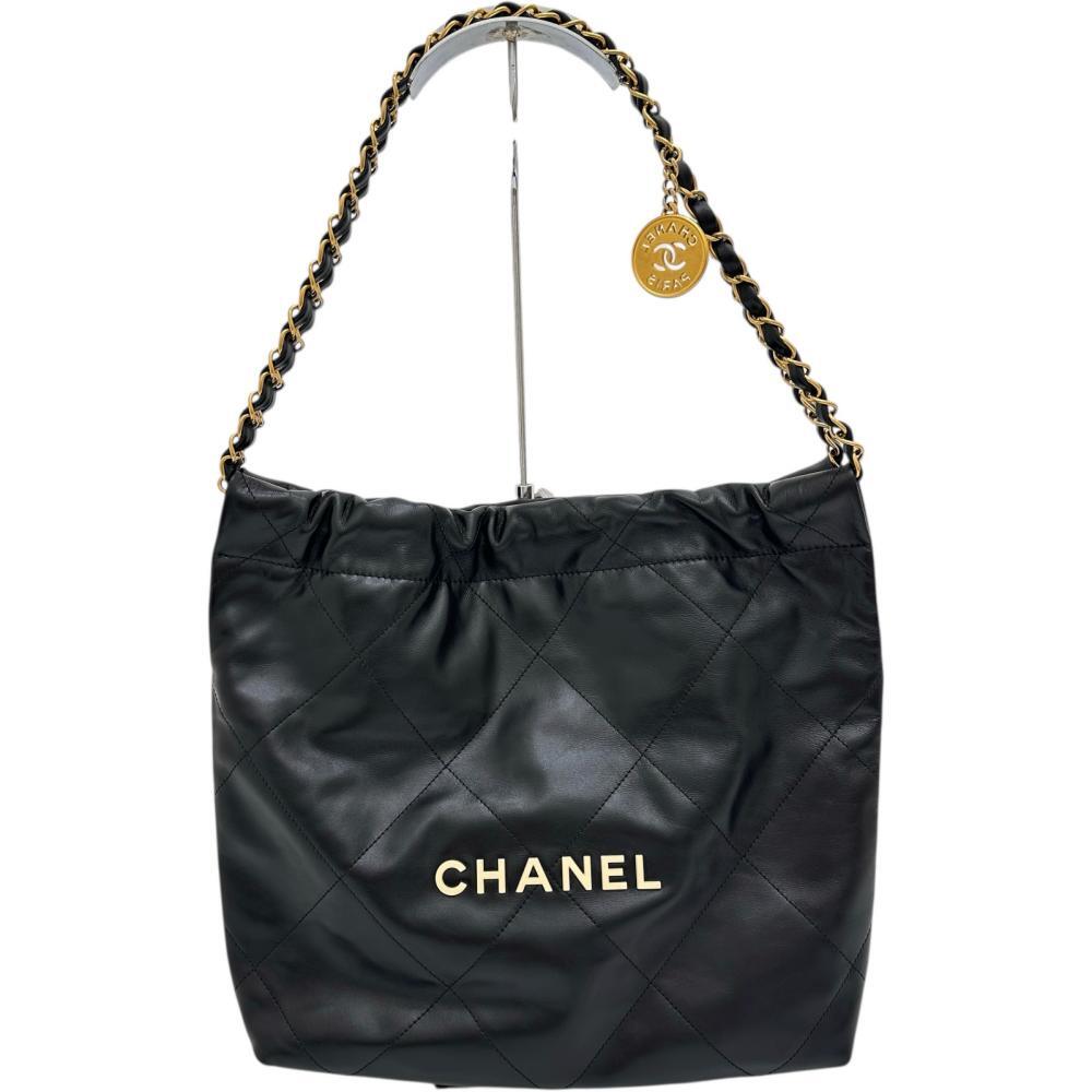CHANEL/シャネル CHANEL22 スモール チェーンワンショルダー AS3260 シリアルプレート有 ショルダーバッグ レザー ブラック レディース拍卖