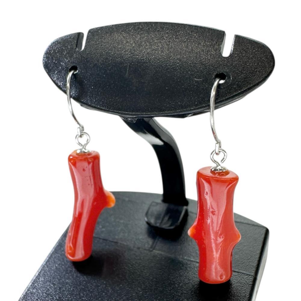 枝珊瑚/サンゴ ピアス K14WGホワイトゴールド 1.2g レディース拍卖