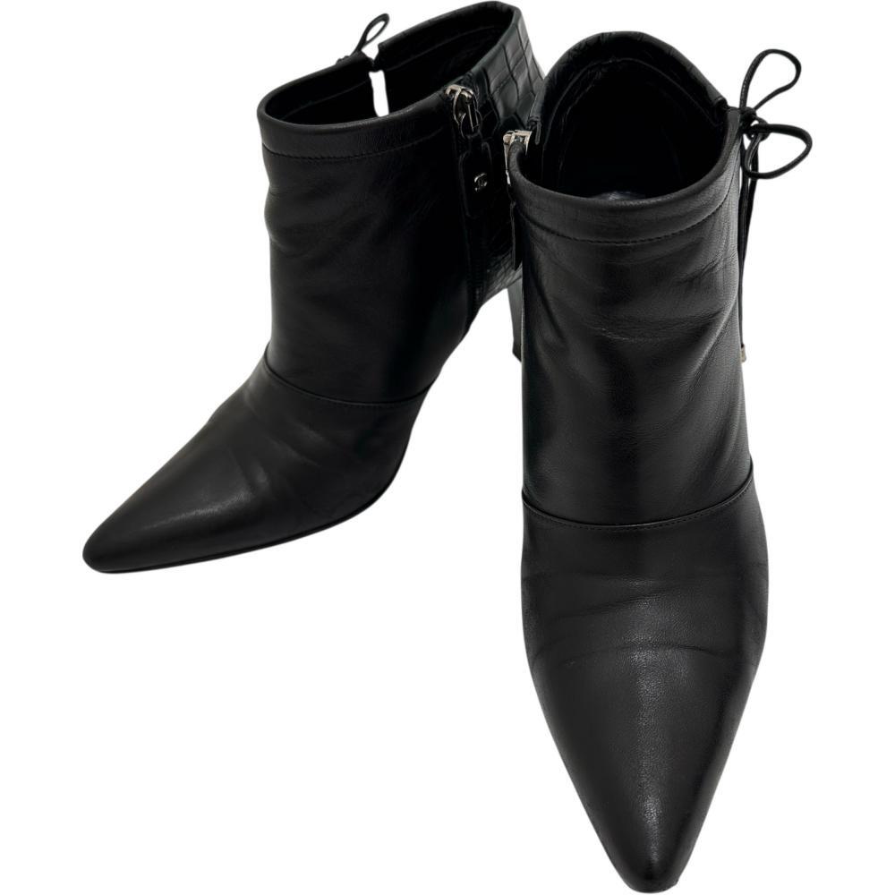 CHANEL/シャネル ココマーク 型押し ブーティ レザー ブラック レディース拍卖