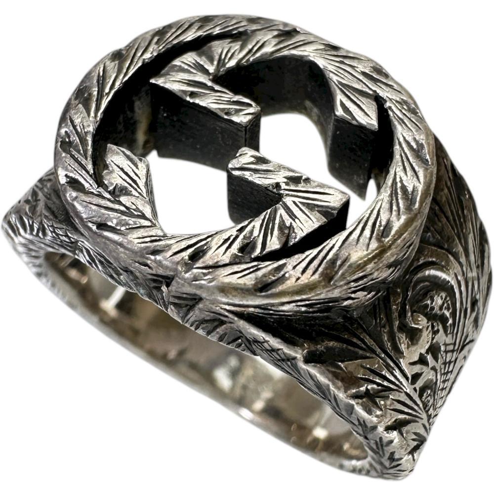 16号GUCCI/グッチ インターロッキングG アラベスク リング・指輪 シルバー925 12.8g 16 シルバー ユニセックス拍卖