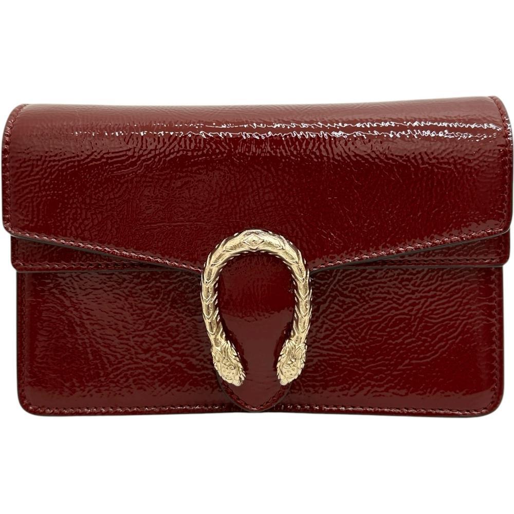 GUCCI/グッチ ディオニュソス スーパーミニバッグ 795368 ショルダーバッグ パテントレザー レッドレザー/ゴールド金具 レディース拍卖
