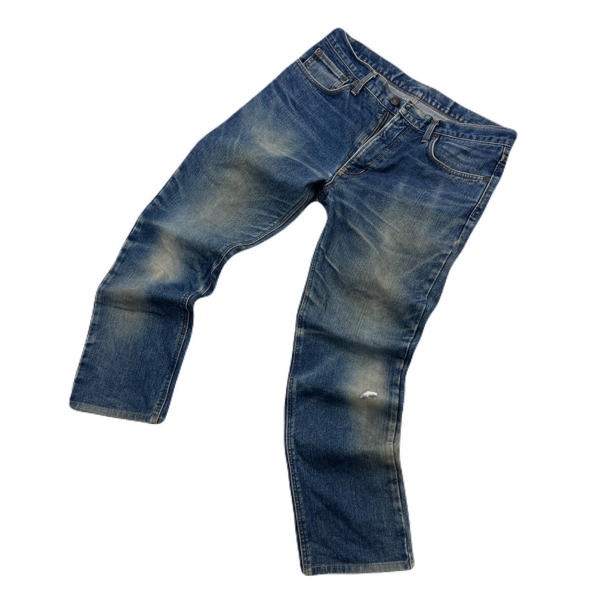 エドウィン E402 デニム ジーンズ ジーパン テーパード W33 メンズ ダメージリペア ●Ja9095拍卖