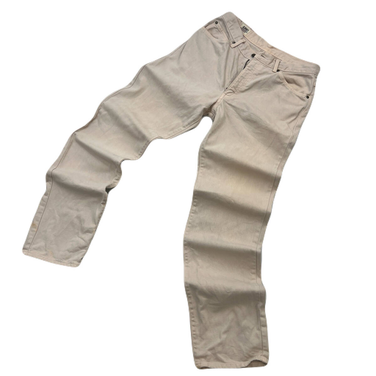 Lee コットンパンツ ベージュ シンプル W32 メンズ 各所小染み 足長シルエット ●Ja9094拍卖