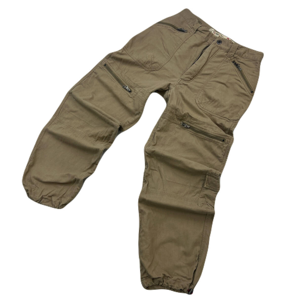 トリプルファイブソウル コットンパンツ ベージュ ブラウン W30 裾ドローコード メンズ ●Ja9092拍卖