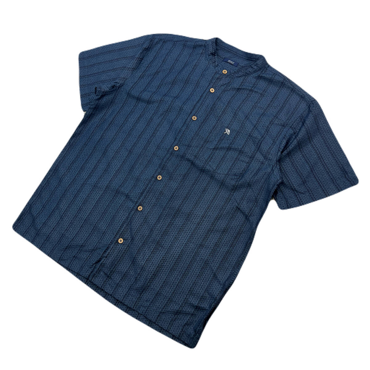 アーノルドパーマー ノーカラー 半袖シャツ ネイビー ポリシャツ LLサイズ 大きめ メンズ ●I379拍卖