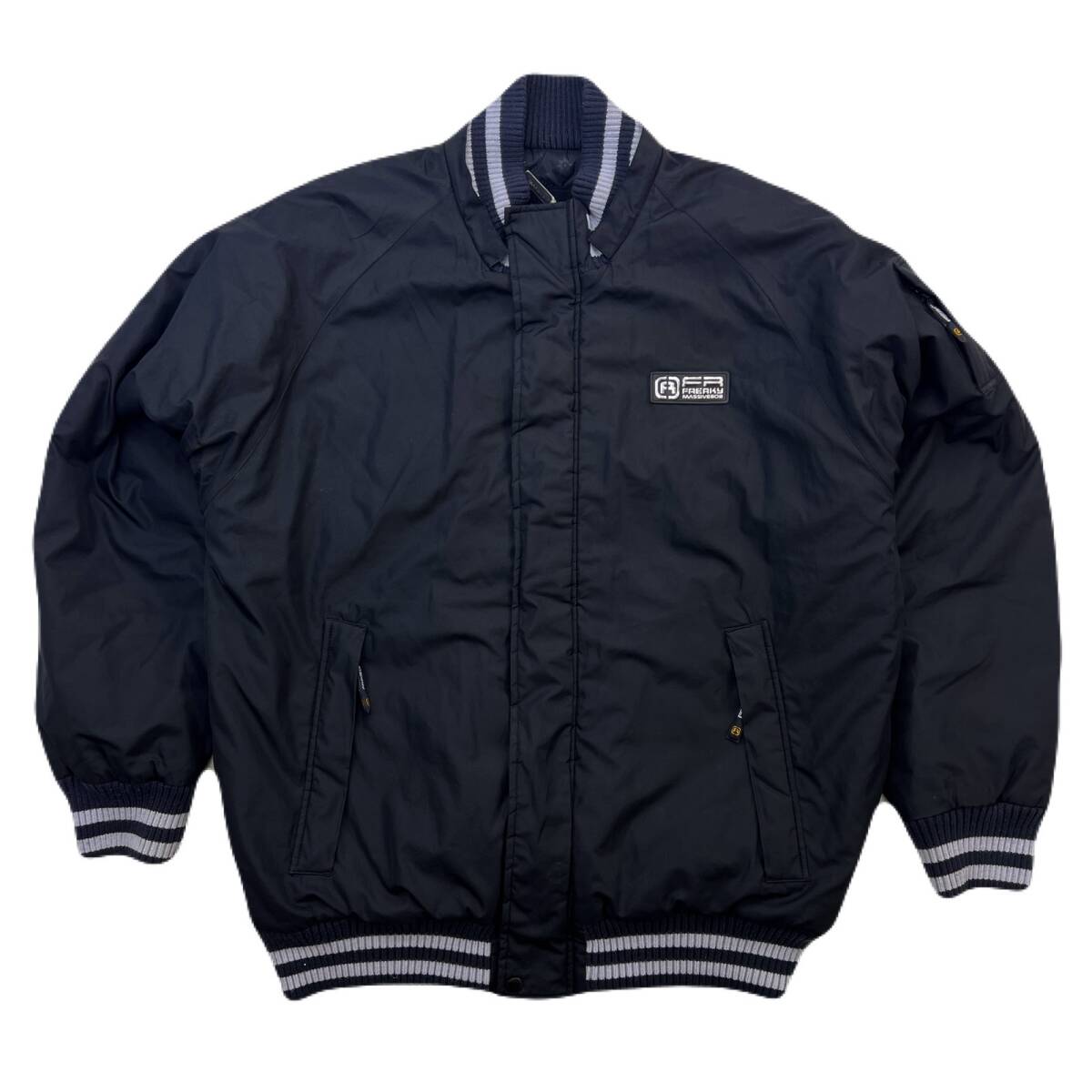 フリーキー 裏キルティング 中綿 ナイロンジャケット ブラック メンズ Lサイズ シンプル ●AK374拍卖