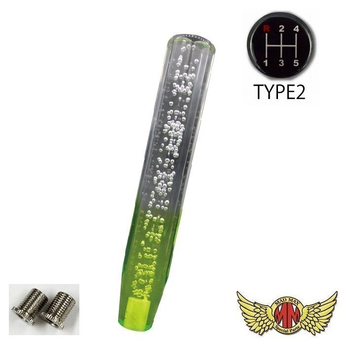 MADMAX トラック用品 クリスタル シフトノブ 泡 300mm クリア/グリーン ふそう キャンター用/変換アダプター付【送料800円】拍卖