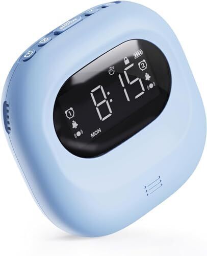 Mesqool 目覚まし時計 充電式 小型 バイブレーション付き 振動式 枕の下用 ダブルアラーム 大容量バッテリー バックライト 色:ブルー拍卖