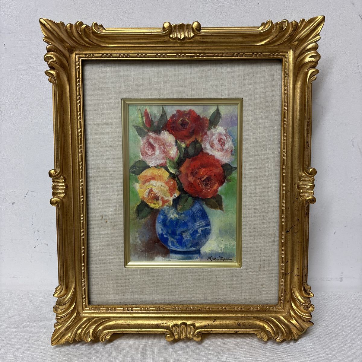 奥谷全弘 バラの花 油彩 絵画 額装拍卖