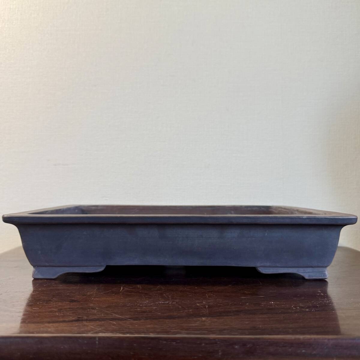 盆栽鉢 和鉢 久田佳山 長方鉢 / 盆器 松柏 黒松 皐月 真柏 楓 植木鉢 樹鉢 蘭鉢 紫泥 紫砂 朱泥 唐物 盆石 水石 拍卖