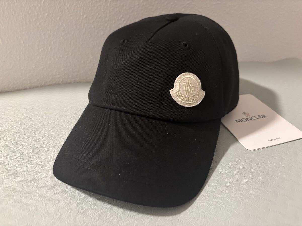 新品 本物 未使用 モンクレール MONCLER ロゴ ベースボール キャップ 帽子 ハット 黒 ユニセックス拍卖
