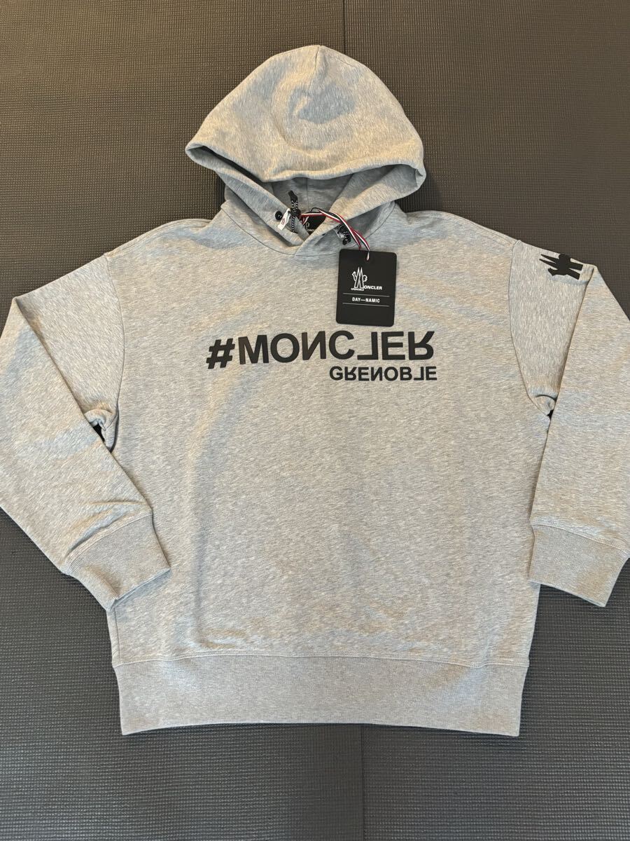 新品 モンクレール MONCLER グルーノーブル 最高級 ロゴ マーク パーカーフーディ XL グレー モンクレールジャパンタグ付き正規品拍卖