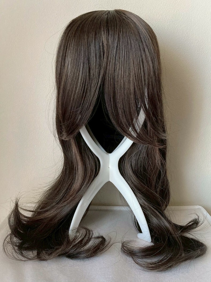 フルウィッグ セミロング ダークブラウン×ハイライト メッシュ ウィッグ ロングウィッグ MB43拍卖