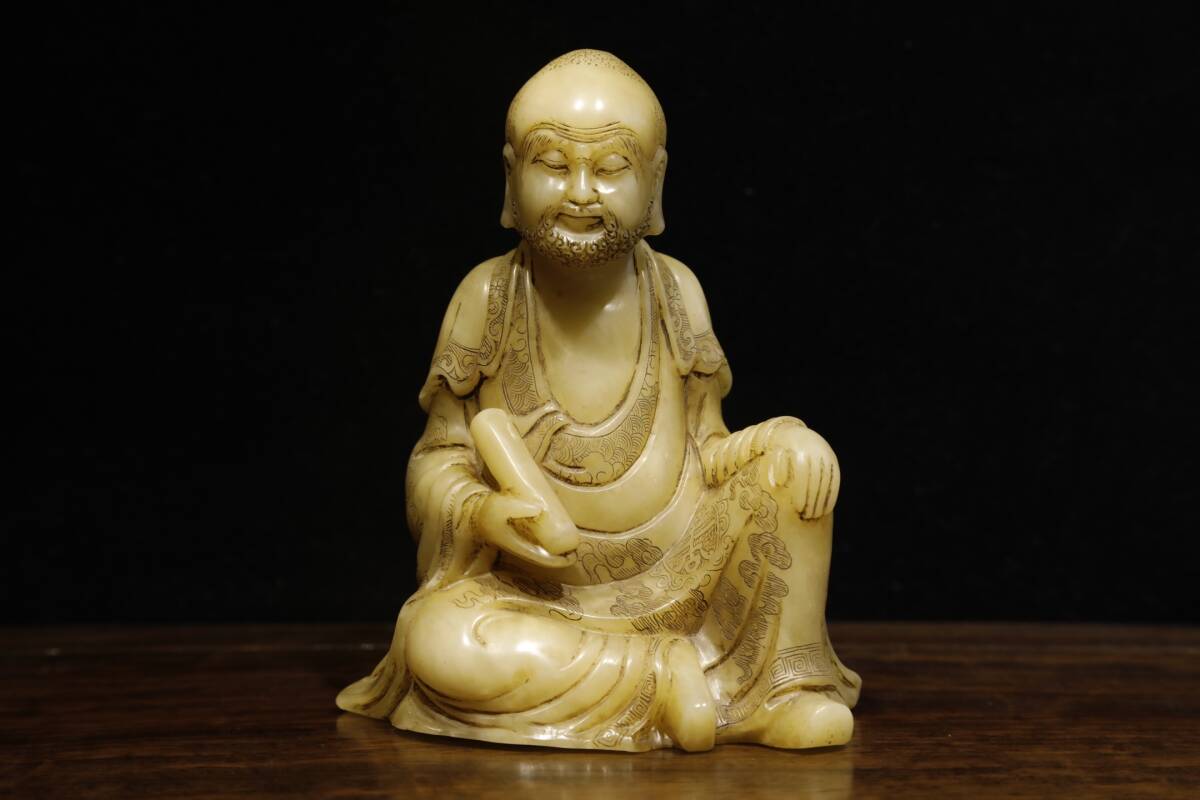 ◆珍蔵◆中国古美術 清時代 古寿山石彫り羅漢 造像 精品 細密細工造 置物 擺件 古賞物 骨董品 時代物 A68拍卖