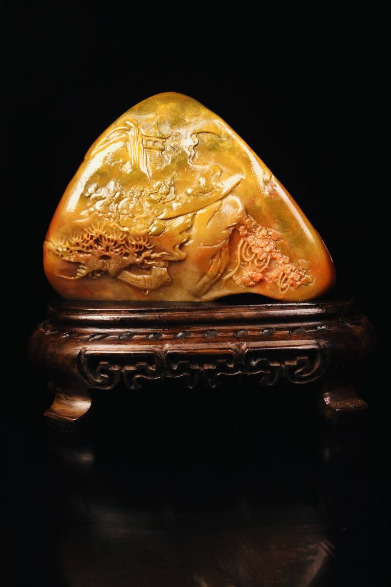 ◆珍蔵◆中国古美術 清時代 古寿山石 田黄石彫り人物故事図 精品 細密細工造 置物 擺件 古賞物 骨董品 時代物 A68拍卖